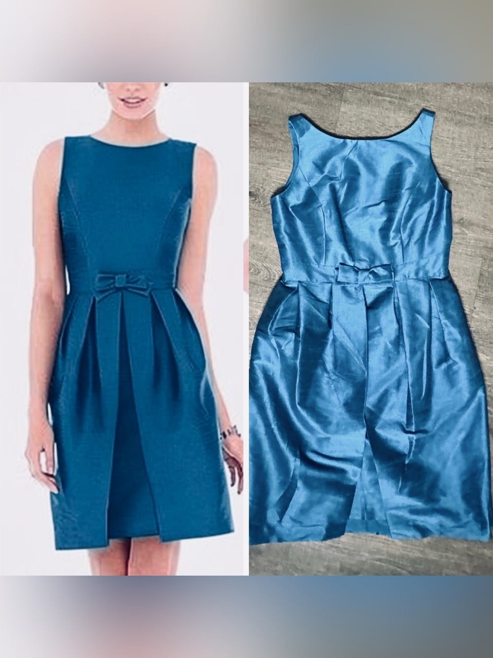 Alfred Sung Mosaic Blue Cocktail Dress Size 12 NWT Shantung poly